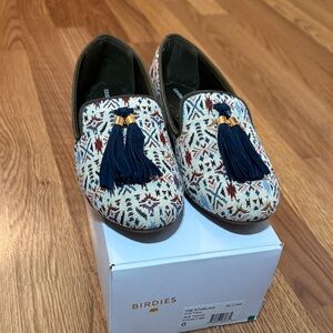 Birdies Starling Loafers in Multi Tapestry Embroidered/ Woven with Navy Tassels